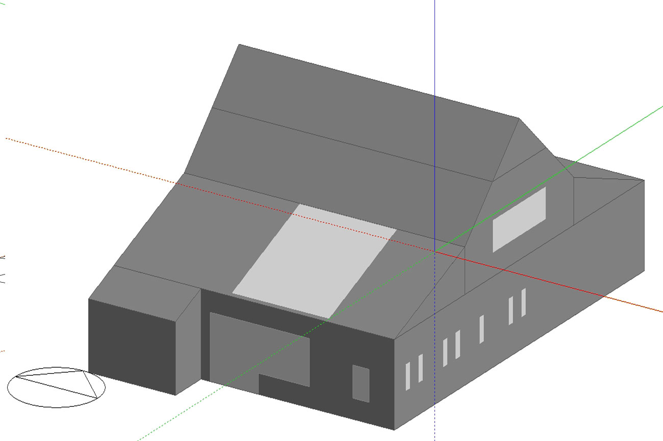 DesignBuilder 3D model of a commercial office block — non-domestic EPC
